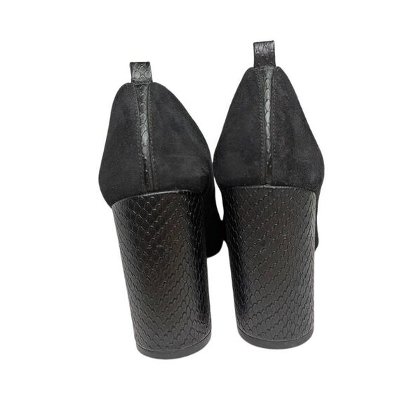 Franco Sarto Ingall black suede snakeskin accent block heel pumps women's 8.5 - Picture 5 of 8